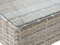 Lounge Set Rattan Hellbraun 5-Sitzer Modular Auflagen Grau Lanciano
