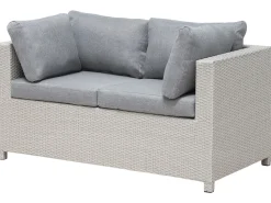 Lounge Set Rattan Hellgrau 4-Sitzer Auflagen Grau Milano