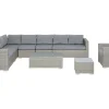 Lounge Set Rattan Hellgrau 8-Sitzer Modular Auflagen Grau Xxl
