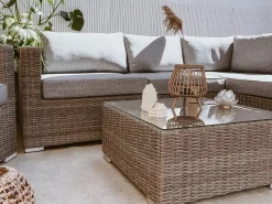Lounge Set Rattan Hellgrau 8-Sitzer Modular Auflagen Grau Xxl