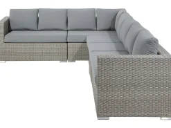 Lounge Set Rattan Hellgrau 8-Sitzer Modular Auflagen Grau Xxl