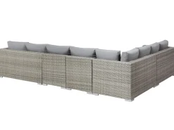Lounge Set Rattan Hellgrau 8-Sitzer Modular Auflagen Grau Xxl