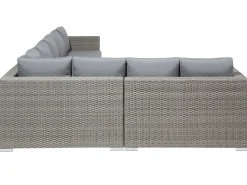 Lounge Set Rattan Hellgrau 8-Sitzer Modular Auflagen Grau Xxl