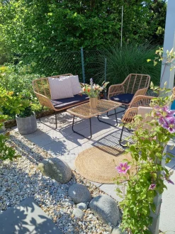 Lounge Set Rattan Naturlich 4-Sitzer Auflagen Schwarz Minori