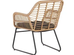 Lounge Set Rattan Naturlich 4-Sitzer Auflagen Schwarz Minori