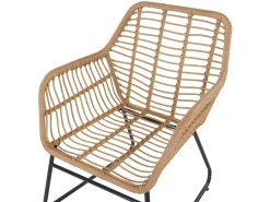 Lounge Set Rattan Naturlich 4-Sitzer Auflagen Schwarz Minori