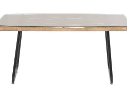 Lounge Set Rattan Naturlich 4-Sitzer Auflagen Schwarz Minori