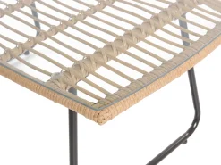 Lounge Set Rattan Naturlich 4-Sitzer Auflagen Schwarz Minori