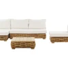 Lounge Set Rattan Naturlich 4-Sitzer Rechtsseitig Modular Auflagen Cremeweis Varallo