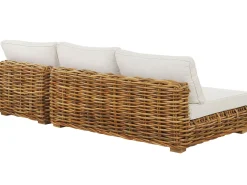 Lounge Set Rattan Naturlich 4-Sitzer Rechtsseitig Modular Auflagen Cremeweis Varallo
