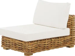 Lounge Set Rattan Naturlich 4-Sitzer Rechtsseitig Modular Auflagen Cremeweis Varallo