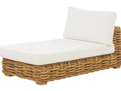 Lounge Set Rattan Naturlich 4-Sitzer Rechtsseitig Modular Auflagen Cremeweis Varallo