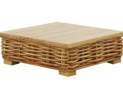 Lounge Set Rattan Naturlich 4-Sitzer Rechtsseitig Modular Auflagen Cremeweis Varallo