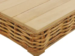 Lounge Set Rattan Naturlich 4-Sitzer Rechtsseitig Modular Auflagen Cremeweis Varallo