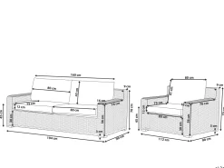 Lounge Set Rattan Naturlich 4-Sitzer Ardea