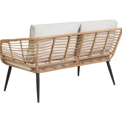 Lounge Set Rattan Naturlich 4-Sitzer Auflagen Hellgrau Corinth Ii