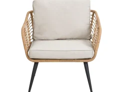 Lounge Set Rattan Naturlich 4-Sitzer Auflagen Hellgrau Corinth Ii