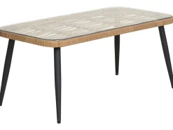 Lounge Set Rattan Naturlich 4-Sitzer Auflagen Hellgrau Corinth Ii