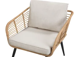 Lounge Set Rattan Naturlich 4-Sitzer Auflagen Hellgrau Corinth Ii