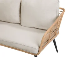 Lounge Set Rattan Naturlich 4-Sitzer Auflagen Hellgrau Corinth Ii