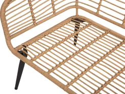 Lounge Set Rattan Naturlich 4-Sitzer Auflagen Hellgrau Corinth Ii
