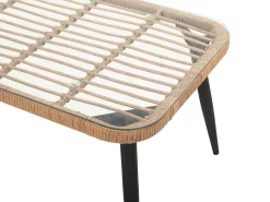 Lounge Set Rattan Naturlich 4-Sitzer Auflagen Hellgrau Corinth Ii