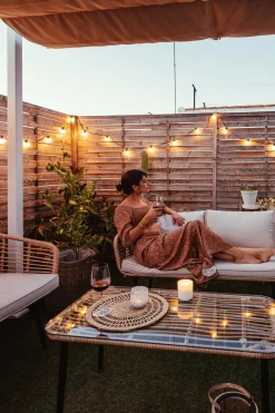 Lounge Set Rattan Naturlich 4-Sitzer Auflagen Hellgrau Corinth Ii