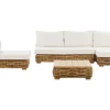 Lounge Set Rattan Naturlich 4-Sitzer Linksseitig Modular Auflagen Cremeweis Varallo