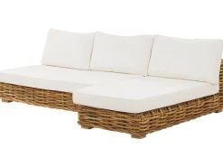 Lounge Set Rattan Naturlich 4-Sitzer Linksseitig Modular Auflagen Cremeweis Varallo