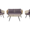 Lounge Set Rattan Naturlich 4-Sitzer Auflagen Graphitgrau Fobello