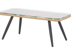 Lounge Set Rattan Naturlich 4-Sitzer Auflagen Graphitgrau Fobello