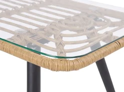 Lounge Set Rattan Naturlich 4-Sitzer Auflagen Graphitgrau Fobello