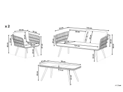 Lounge Set Rattan Naturlich 4-Sitzer Auflagen Graphitgrau Fobello
