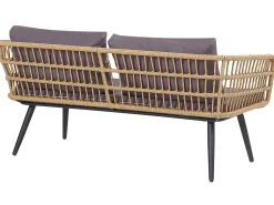 Lounge Set Rattan Naturlich 4-Sitzer Auflagen Graphitgrau Fobello