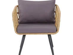 Lounge Set Rattan Naturlich 4-Sitzer Auflagen Graphitgrau Fobello