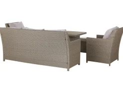 Lounge Set Rattan Taupe 5-Sitzer Auflagen Grau Fonti