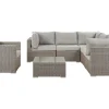 Lounge Set Rattan Taupe 6-Sitzer Linksseitig Modular Auflagen Hellgrau Contare