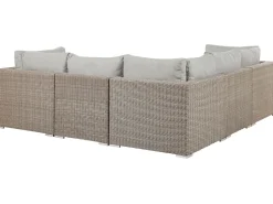 Lounge Set Rattan Taupe 6-Sitzer Linksseitig Modular Auflagen Hellgrau Contare