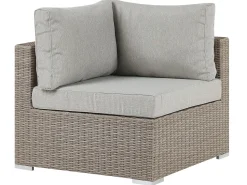 Lounge Set Rattan Taupe 6-Sitzer Linksseitig Modular Auflagen Hellgrau Contare