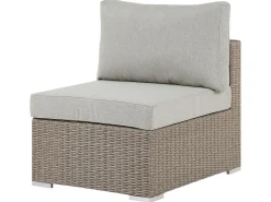 Lounge Set Rattan Taupe 6-Sitzer Linksseitig Modular Auflagen Hellgrau Contare