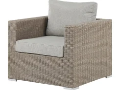 Lounge Set Rattan Taupe 6-Sitzer Linksseitig Modular Auflagen Hellgrau Contare