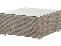 Lounge Set Rattan Taupe 6-Sitzer Linksseitig Modular Auflagen Hellgrau Contare