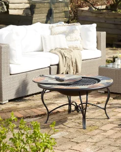 Lounge Set Rattan Taupe 6-Sitzer Linksseitig Modular Auflagen Hellgrau Contare