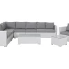 Lounge Set Rattan Weis 8-Sitzer Modular Auflagen Grau Xxl