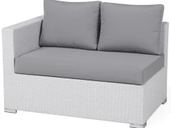 Lounge Set Rattan Weis 8-Sitzer Modular Auflagen Grau Xxl