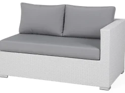 Lounge Set Rattan Weis 8-Sitzer Modular Auflagen Grau Xxl