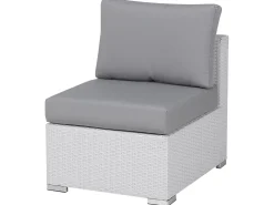 Lounge Set Rattan Weis 8-Sitzer Modular Auflagen Grau Xxl