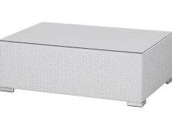 Lounge Set Rattan Weis 8-Sitzer Modular Auflagen Grau Xxl