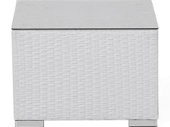 Lounge Set Rattan Weis 8-Sitzer Modular Auflagen Grau Xxl