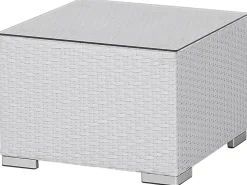 Lounge Set Rattan Weis 8-Sitzer Modular Auflagen Grau Xxl